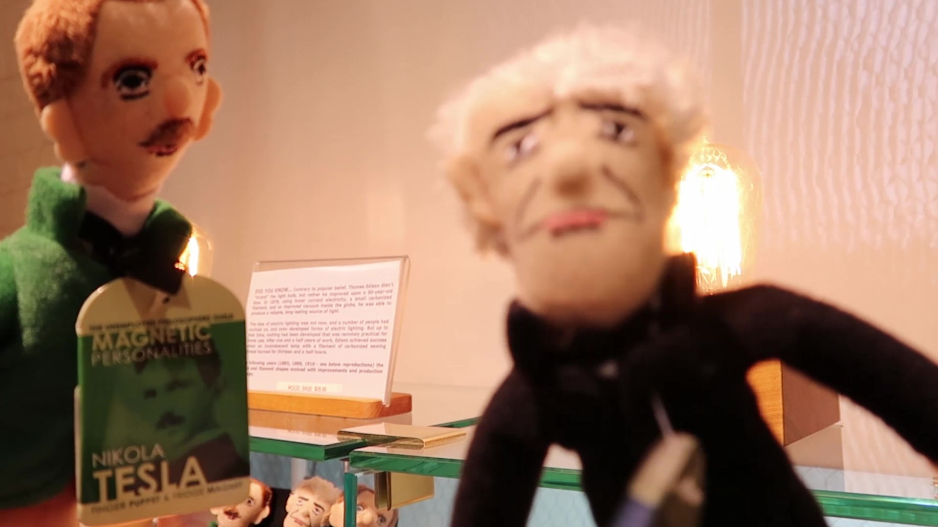 Tesla and Edison finger puppets
