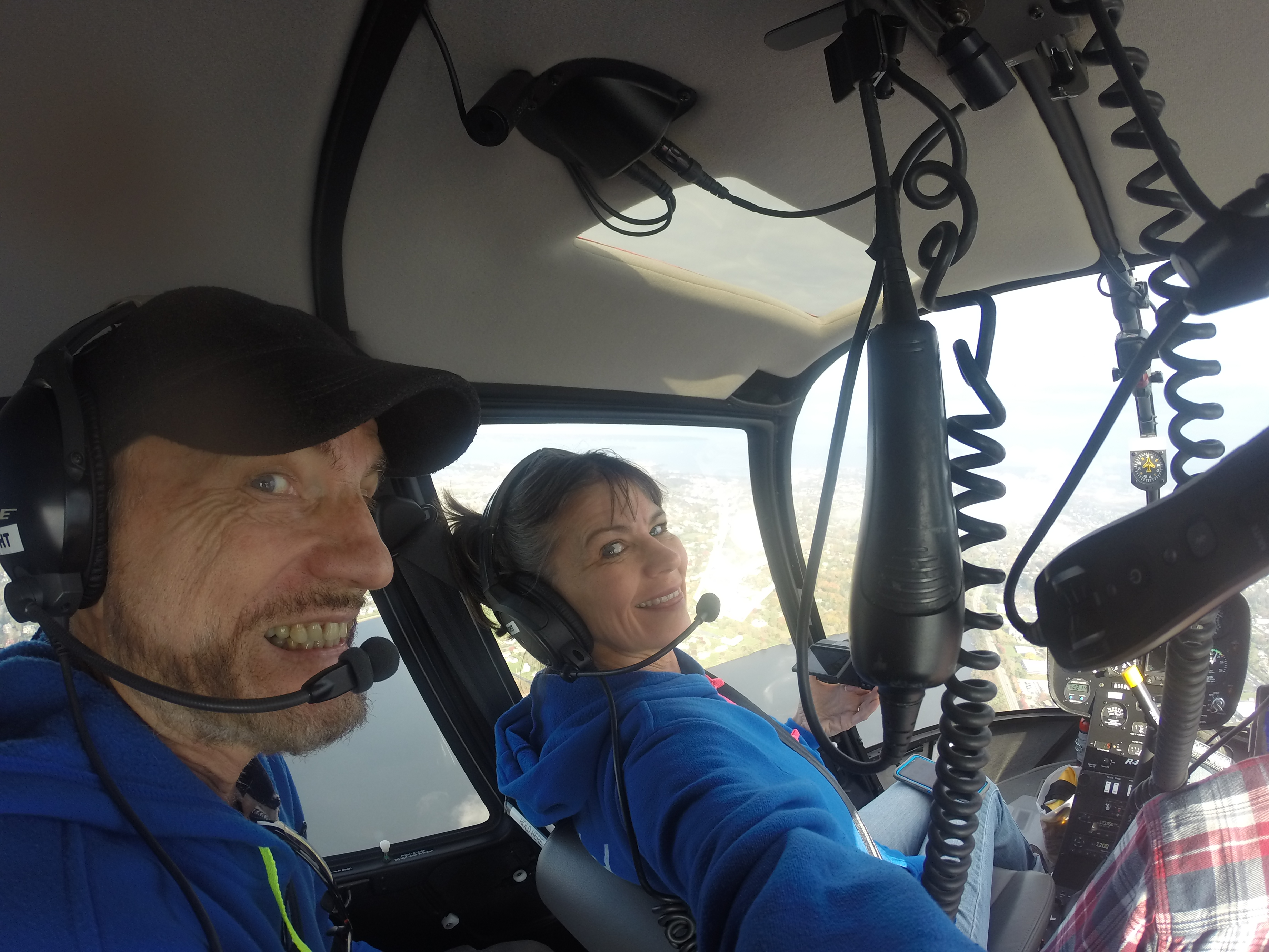 Flying high over Newport in a helicopter