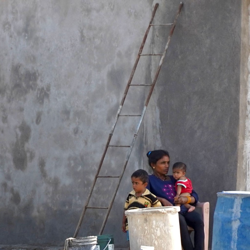 woman with two children, India