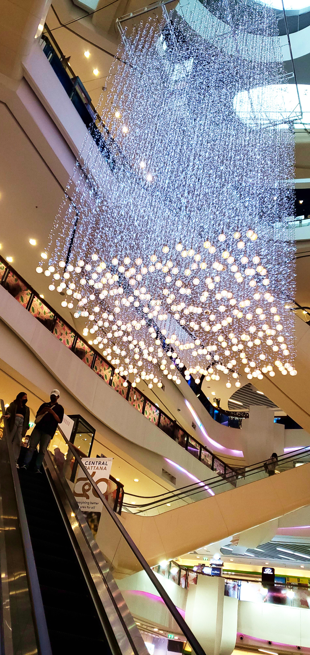 opulent crystal chandelier hanging at the mall in Bangkok