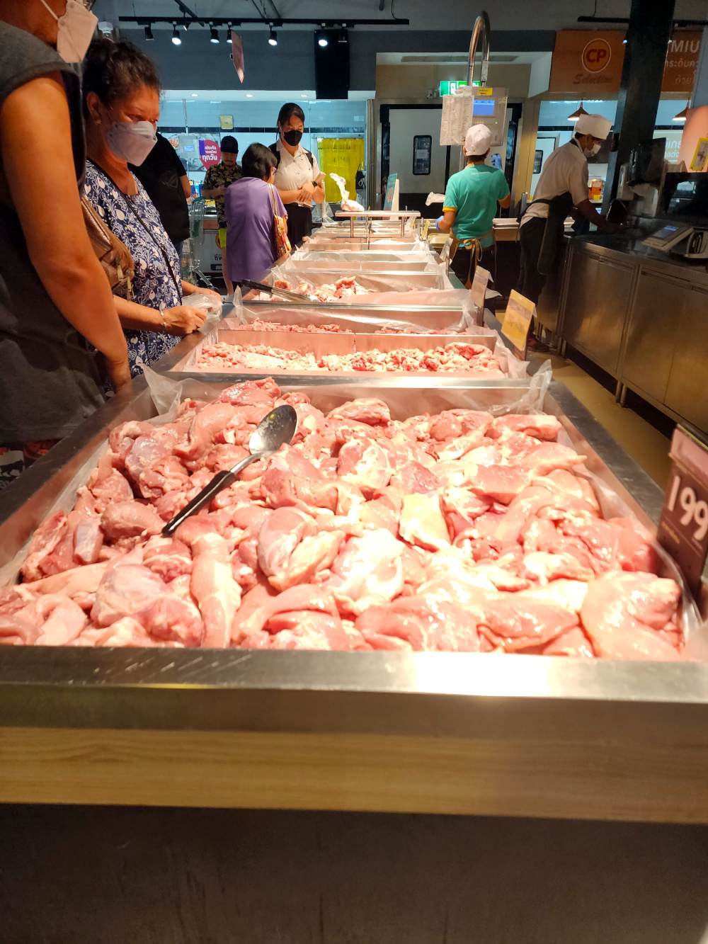 butchered meat at the market in Bangkok, Thailand
