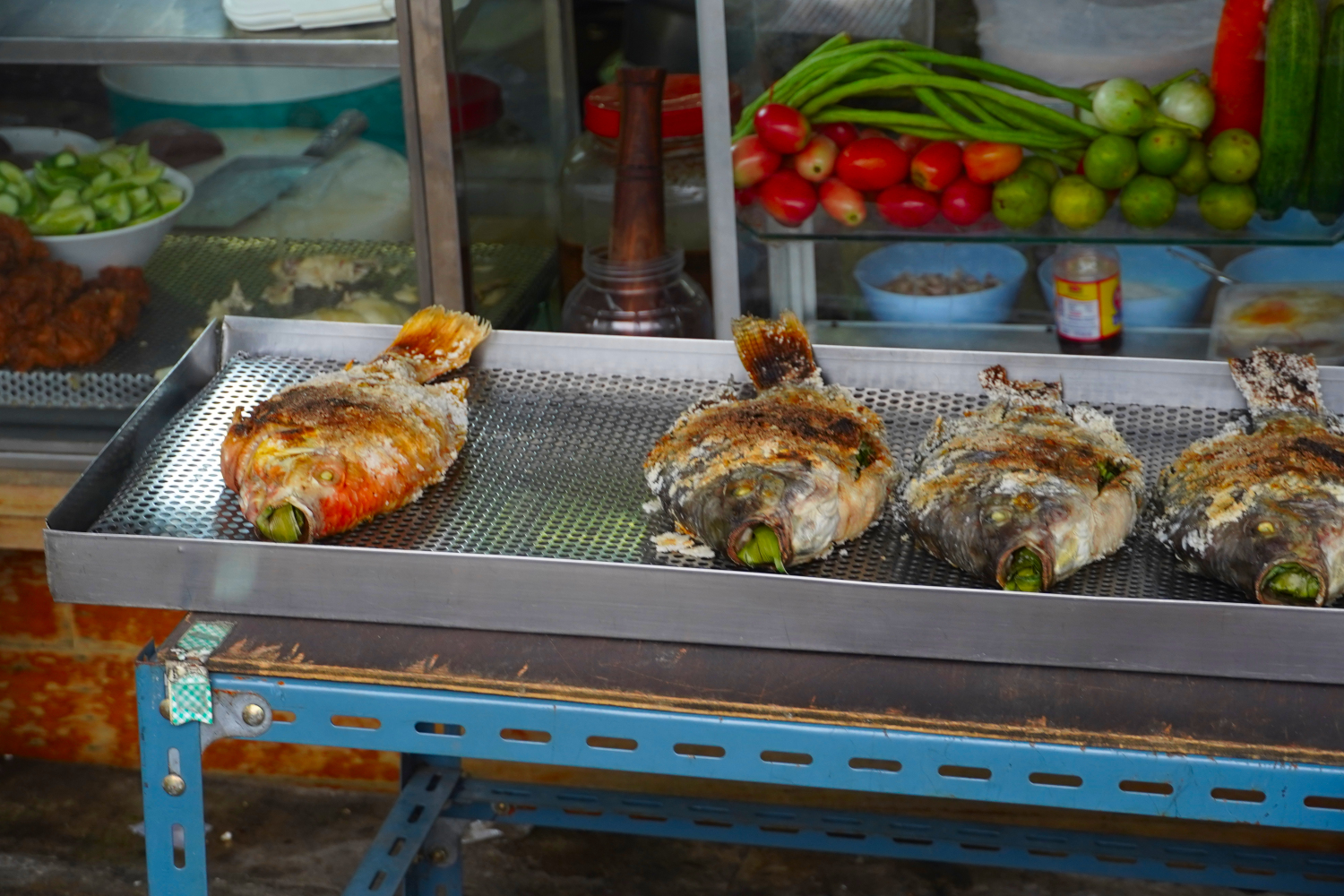 fried fish at the supermarket