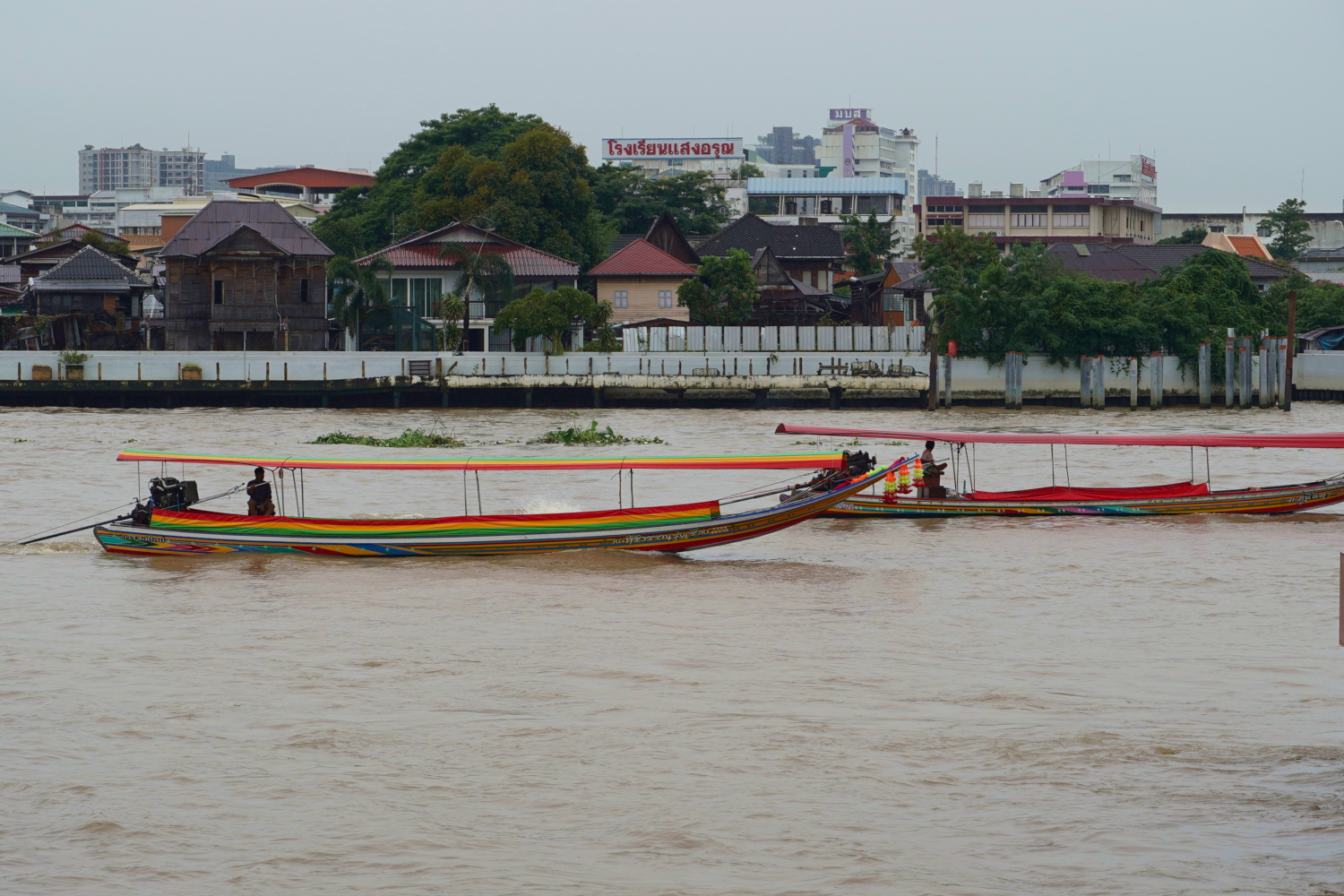 empty canal boats in Bangkok