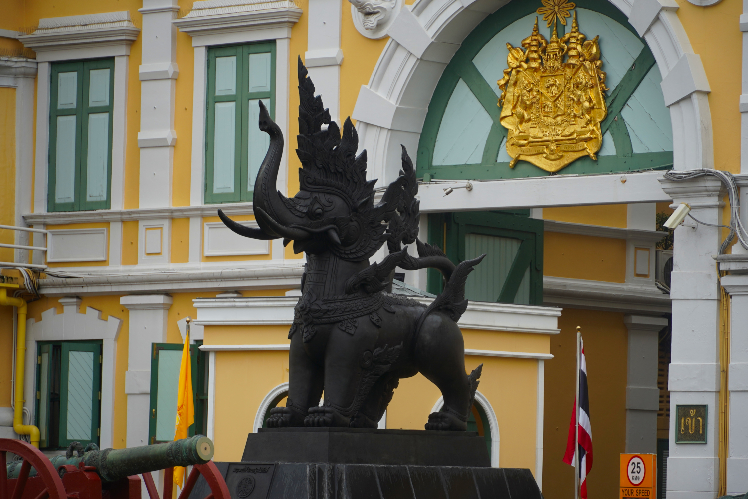 detail of statue in front of Ministry of Defense, Bangkok, Thailand