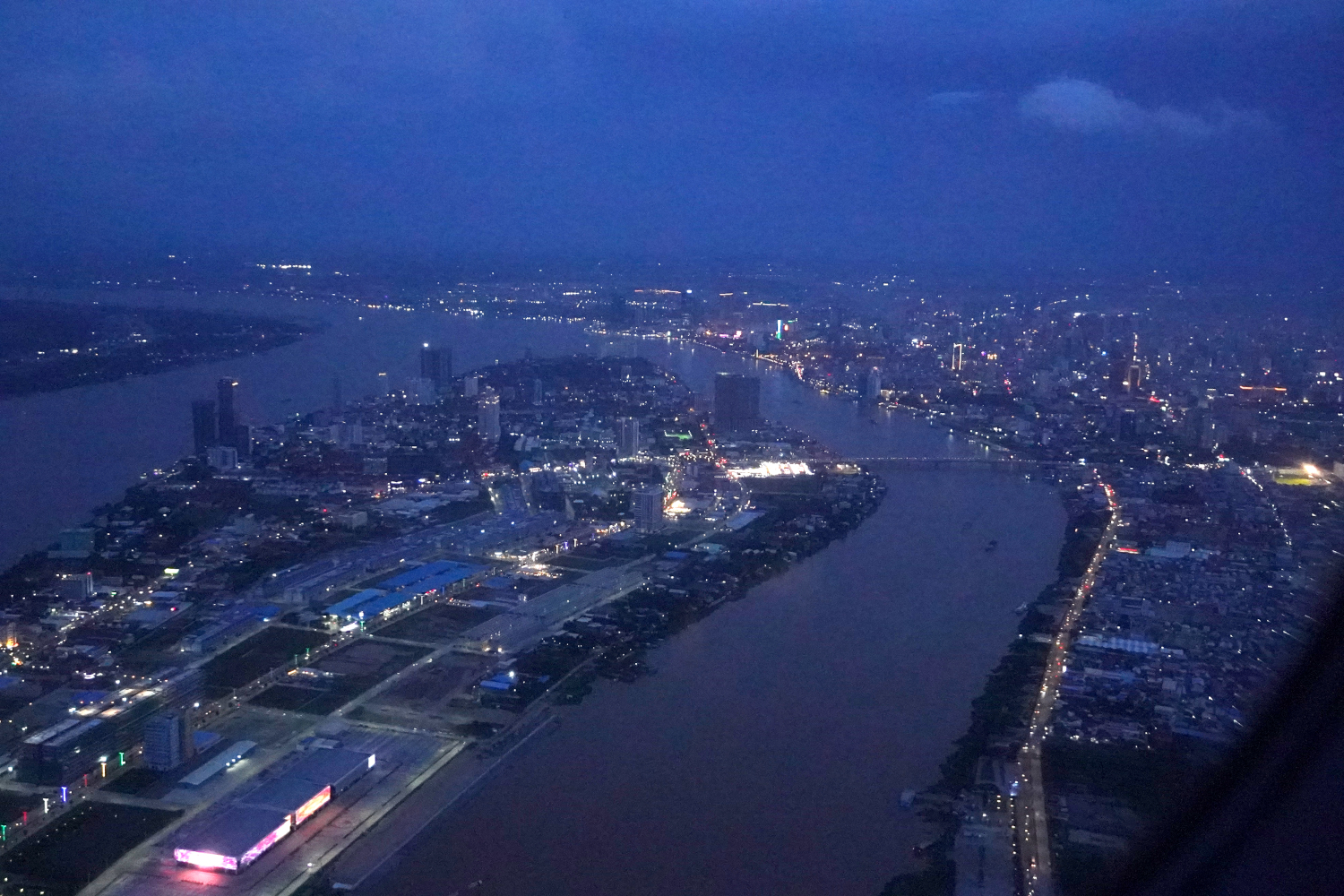 The Mekong River from a plane in Phnom Penh