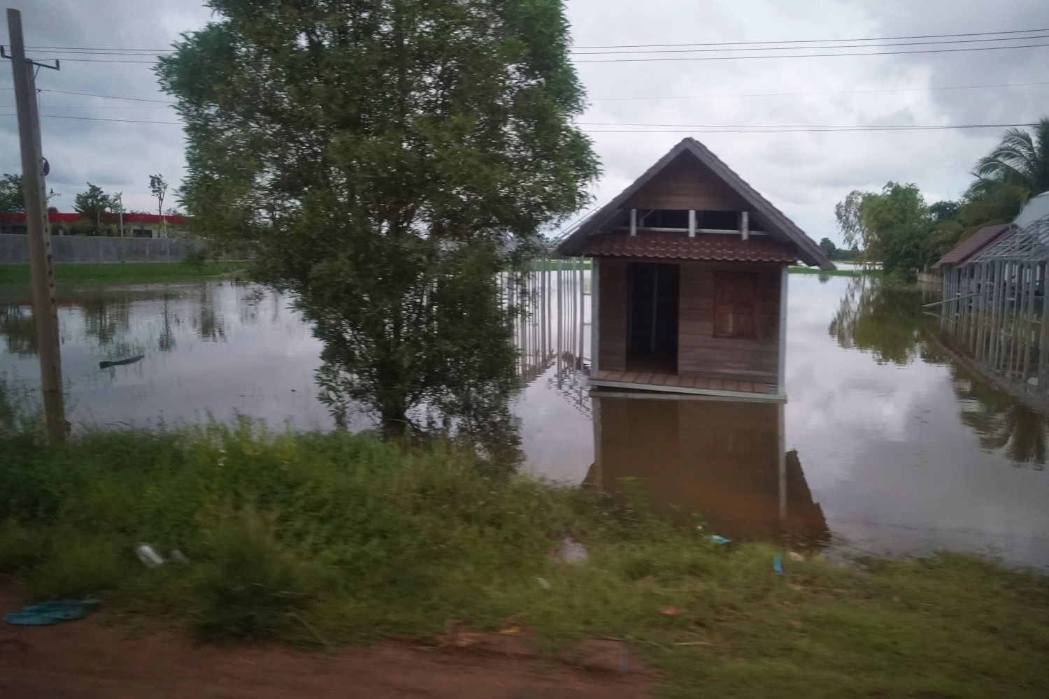 flooded home after the rain in Cambodia
