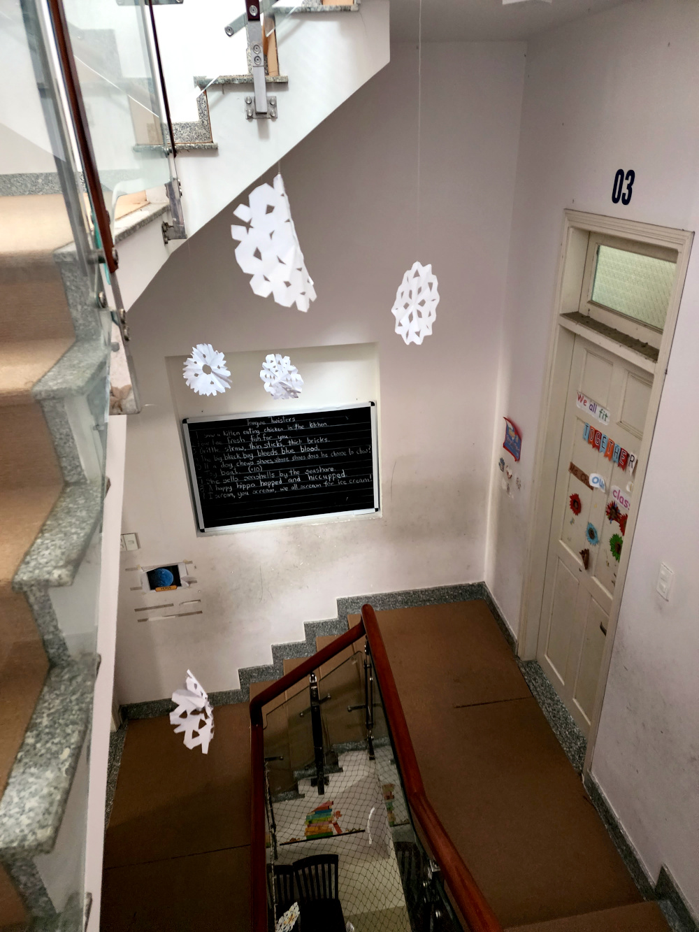 Paper snowflakes made by students in Vietnam