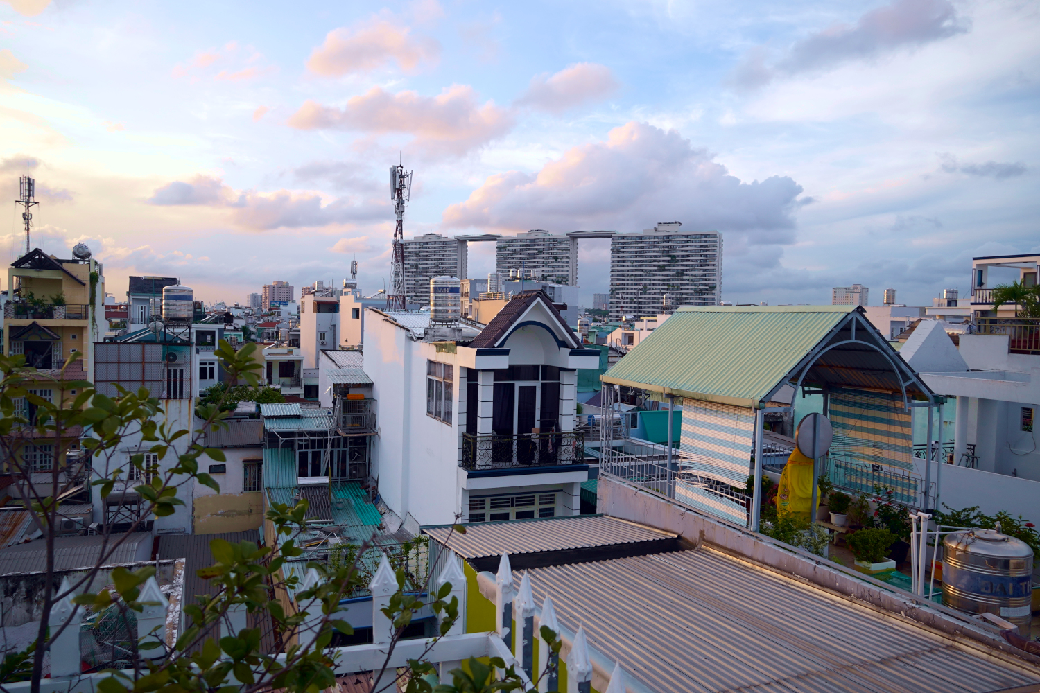panoramic view of roof tops at sunset, Ho Chi Minh