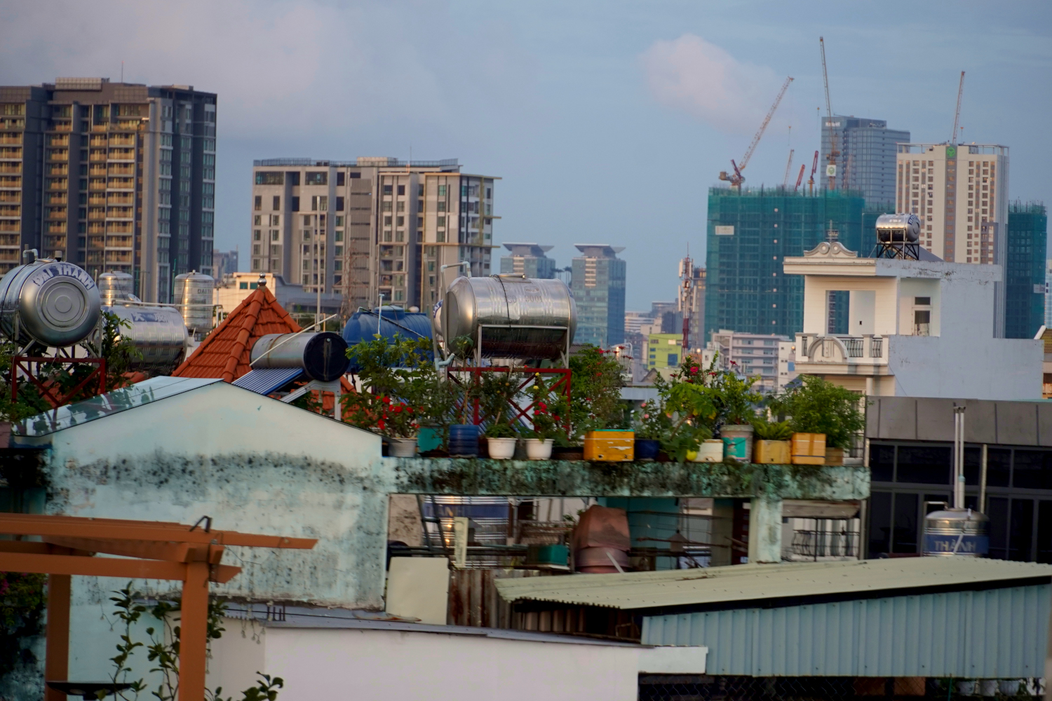 view of rooftops from AirBnB, Ho Chi Minh