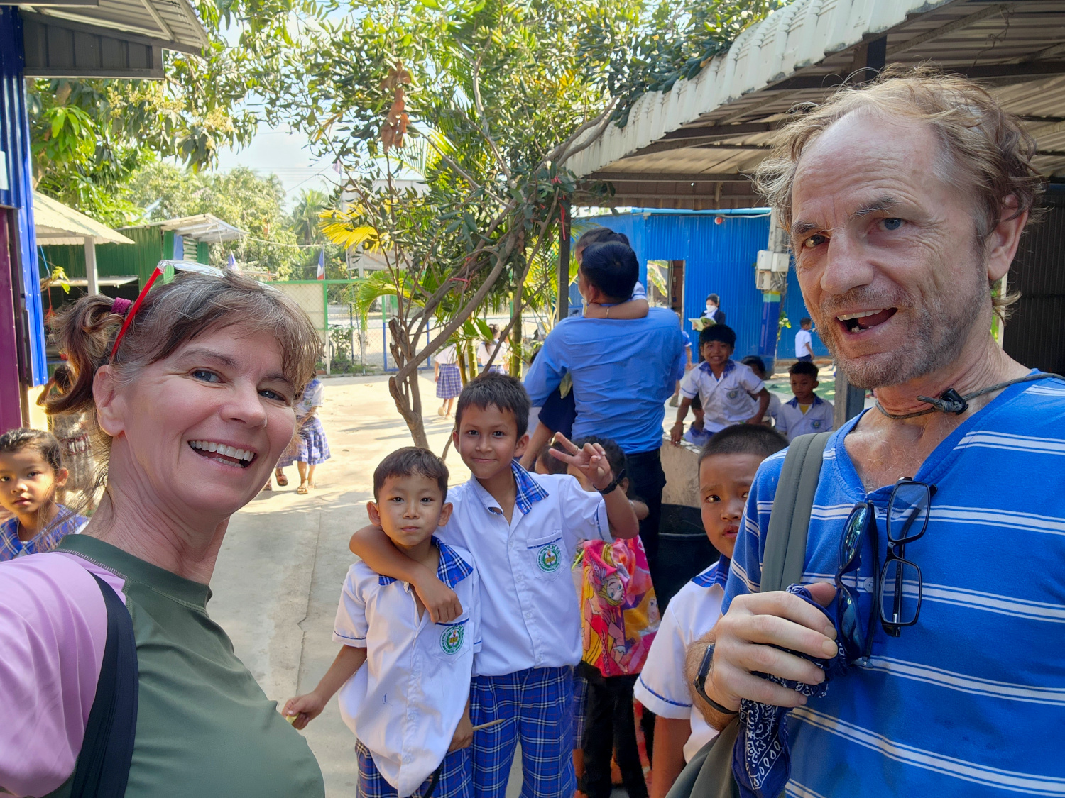 making new friends with the students