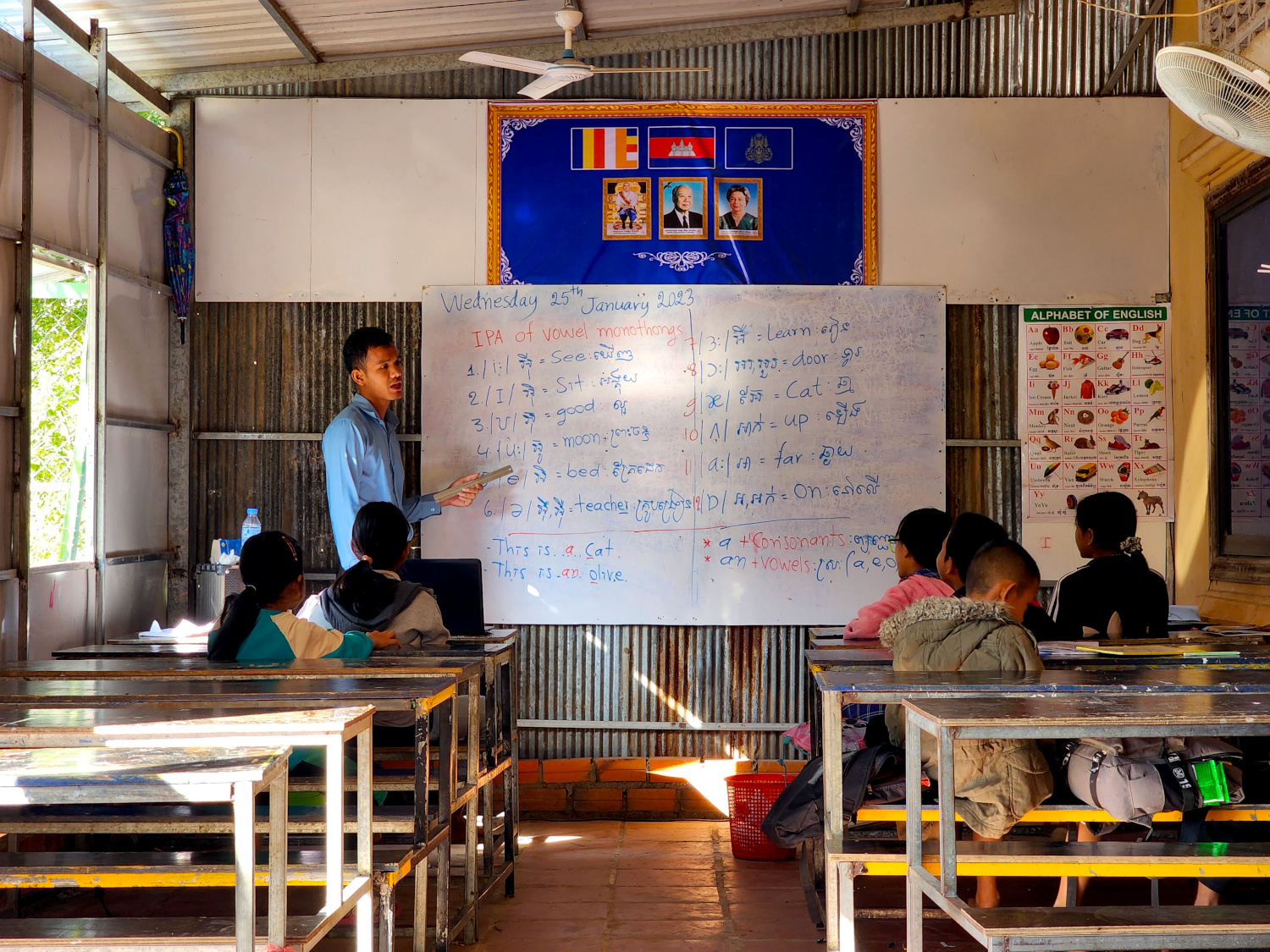 students learning IPA in Phnom Sampov, Cambodia language school