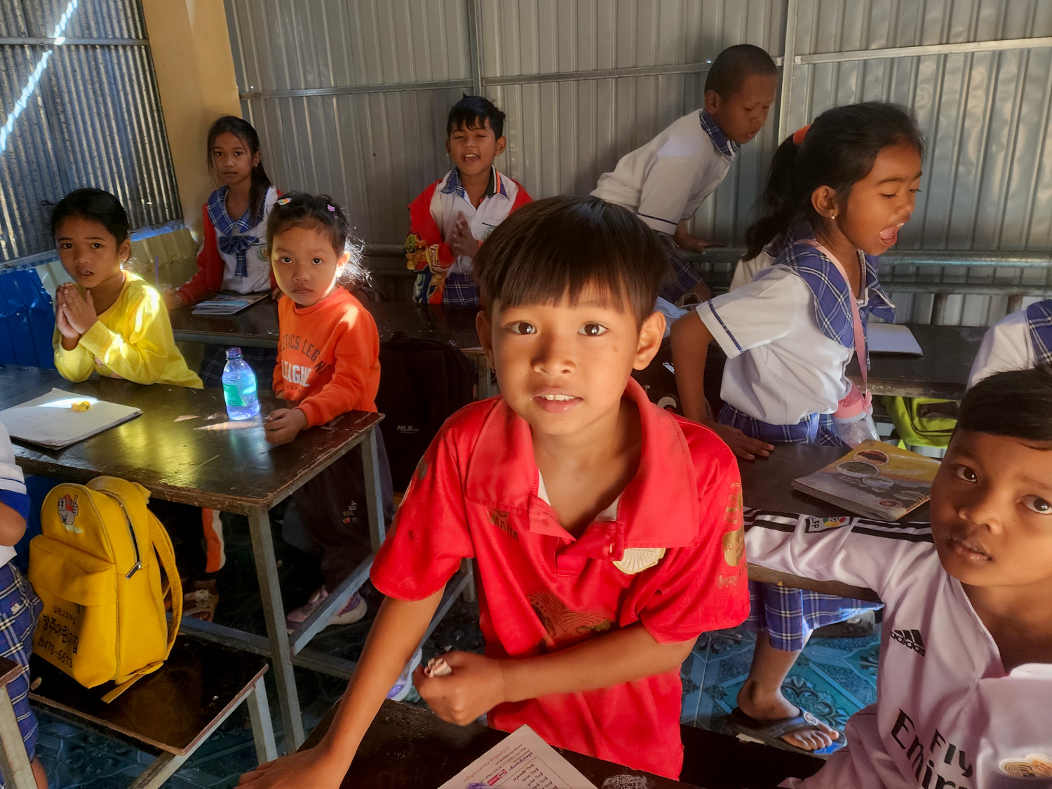 Khmer students learning English in Phnom Sampov, Cambodia